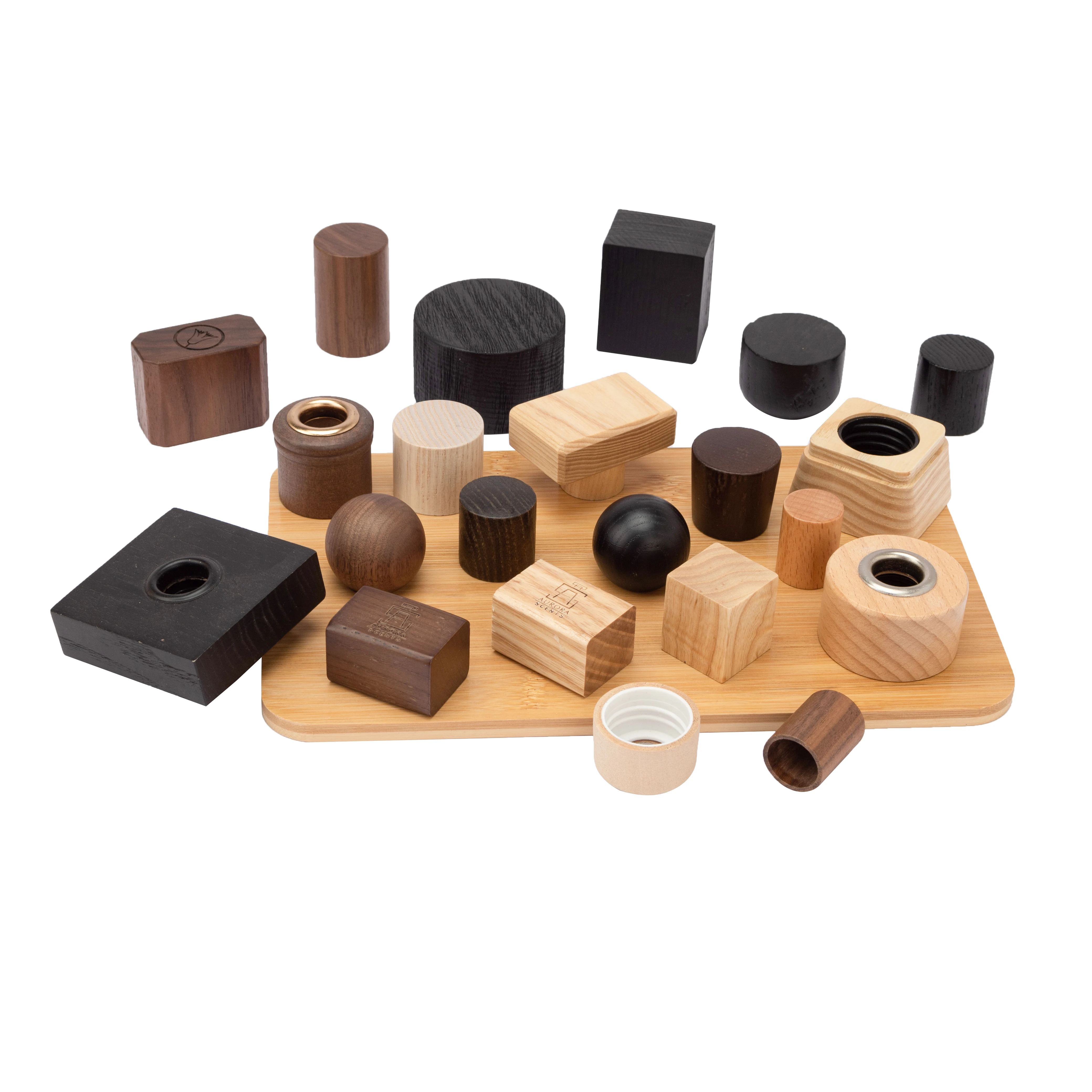 Custom Natual Wood 18mm Trapezoid Perfume Bottle Cap Ball Shape With