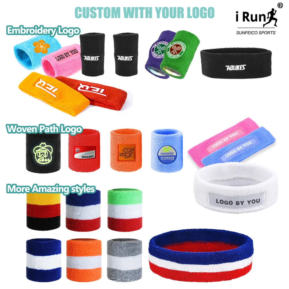 iRun Custom Sweat-absorbent Sports Hairbands Basketball Yoga Running Sweatband Combed Cotton Towel Headband