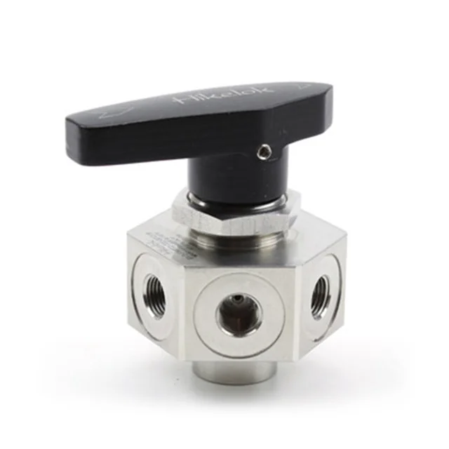 High pressure 3000 psi stainless steel 1/4' 1/2' OD NPT instrumentation 1- piece ball valve 3/4/5/6/7- way ball valve