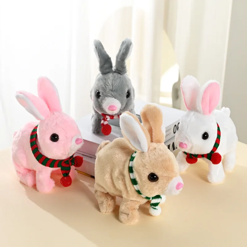 Simulated Rabbit Plush Toy Funny Gifts Will Walk And Scream Animal Doll Electric White Rabbit Toy 1688 agent in China