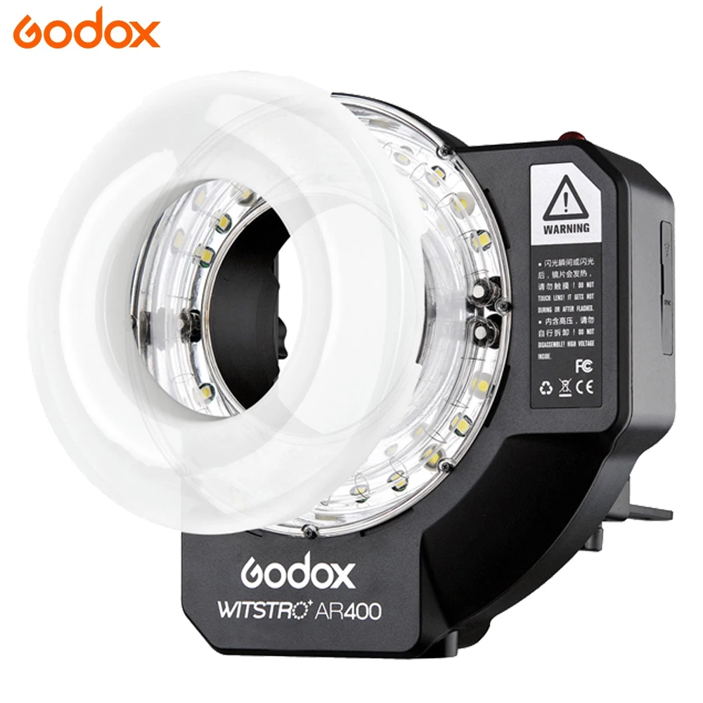 Godox AR400 400W Li-ion Battery LCD Panel Powerful Macro LED Ring Flash Speedlite Video Light Kit For camera DSLR