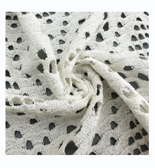 67% Rayon 31% Polyester 2% Spandex Single Sided Jacquard Perforated Lace Cloth Solid Fabric
