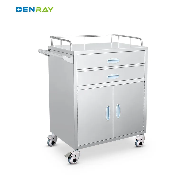 Emergency Trolley Medicine Cart Drug Dispensing Vehicle Suitable Treatment Stainless Steel Medicine Trolley