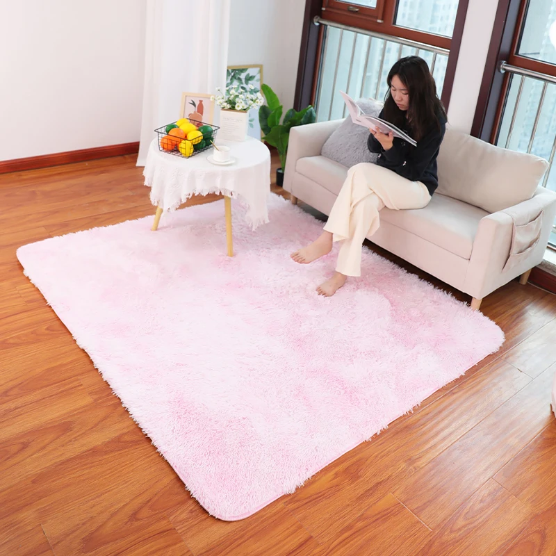 Luxury Style Indoor Shaggy Carpets 40mm Plush Plain Color Living Room Carpet Fluffy Warm Area Rugs