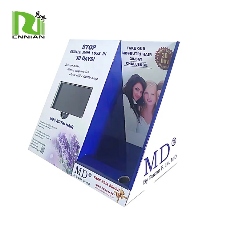 cardboard counter displays with LCD video player paper display cardboard pop display