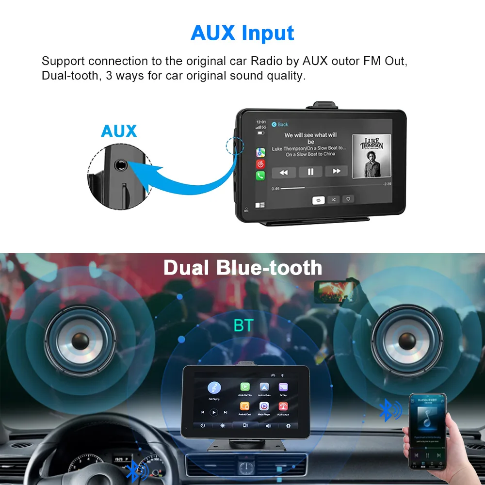 Wholesale Portable Carplay Navigator Built-In Speaker/Microphone/GPS/Support Multi-language Wireless Android Auto Carplay