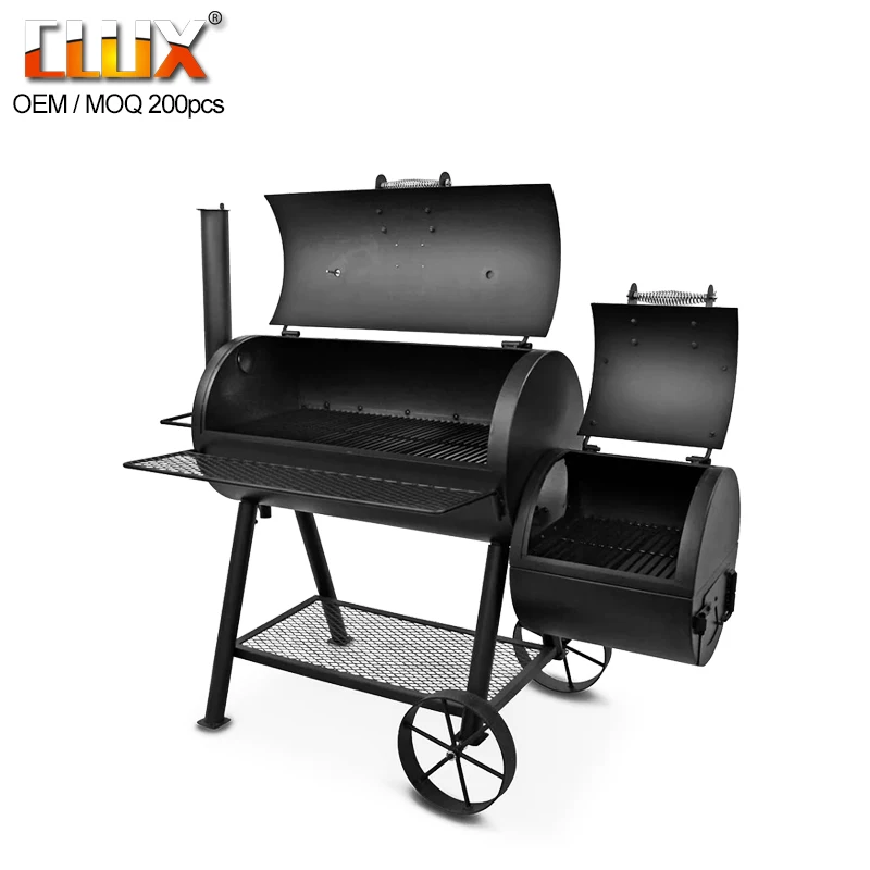 garden used barrel Charcoal Extra Big Barrel Trolley BBQ Grill Smoke