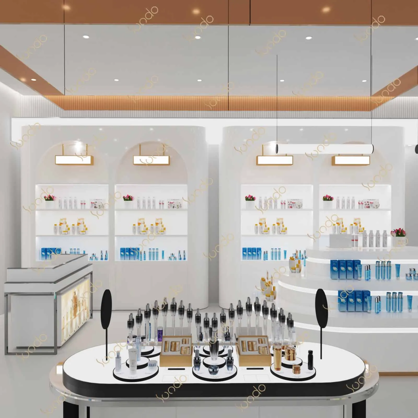 SUNDO Multifunctional arch design cabinet simple white skin care goods wall showcase Hairdressing supplies perfume display case