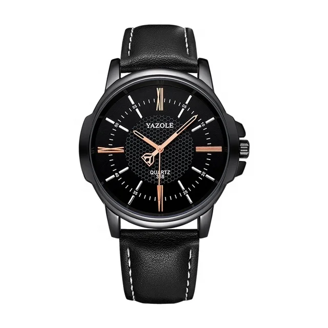 Недорогие модные мужские часы Montre Homme Yazole 358 кожаные кварцевые
