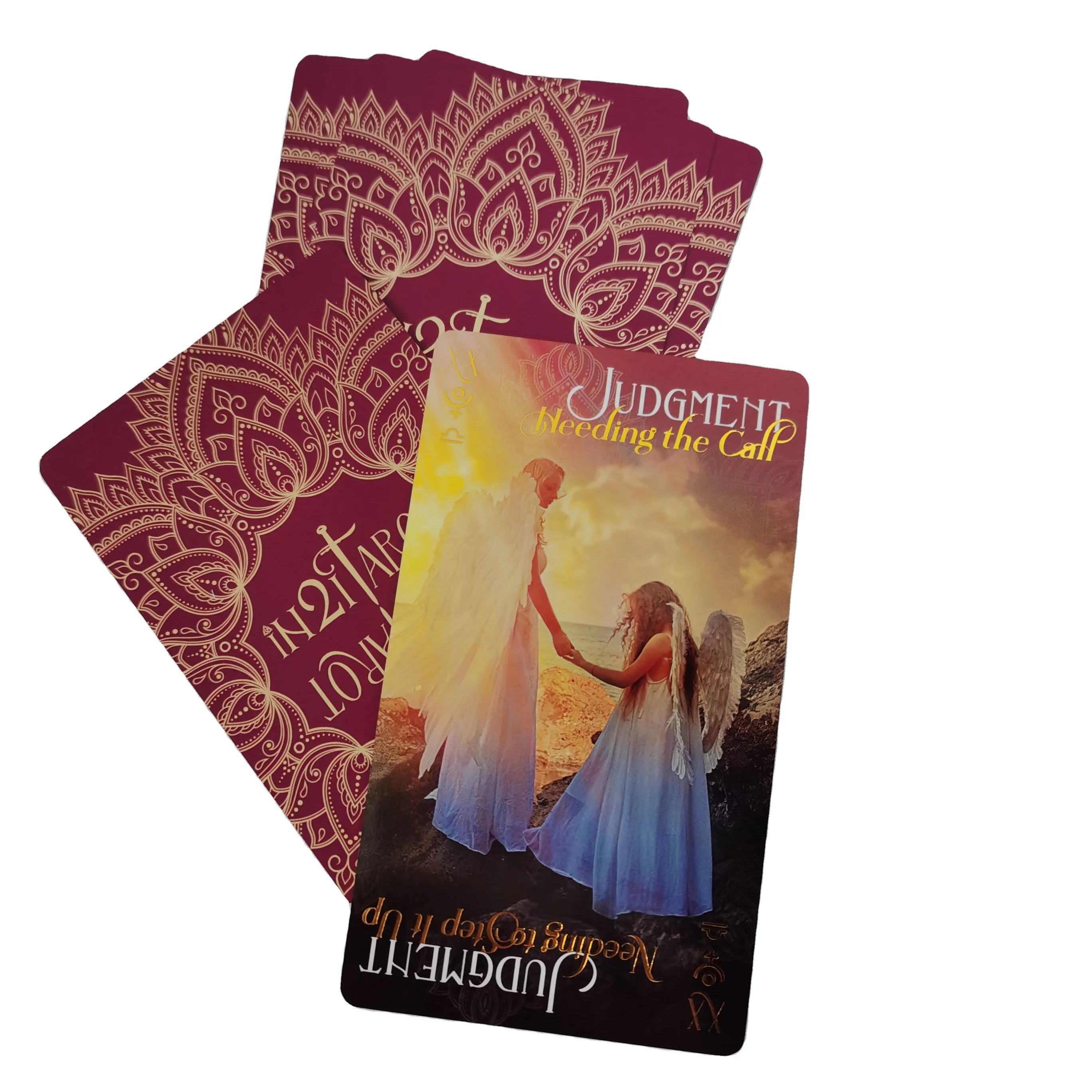 Печать с золотыми позолоченными краями Tarot En Espanol Oracle Cartas вдохновляет на позитивное подтверждение колоды пользовательская карта Таро С путеводителем