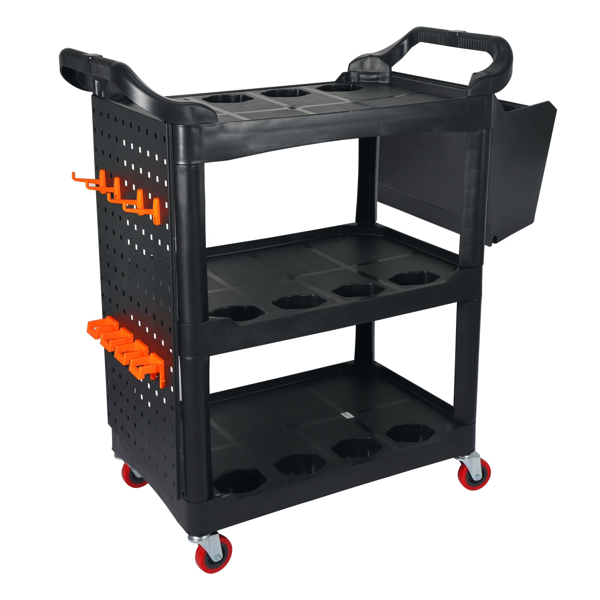 High Efficiency Tool Trolley Supermarket 3 Shelf Tool Cart Household Car Detailing Cart