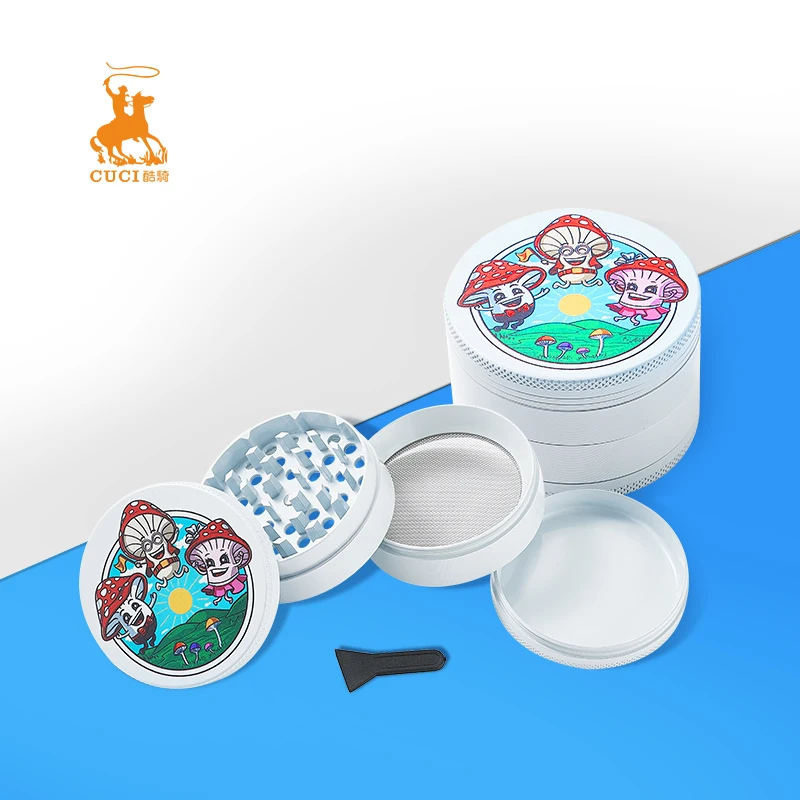 Lady rainbow laser grinder tobacco pink white crusher customize print smoke accessories