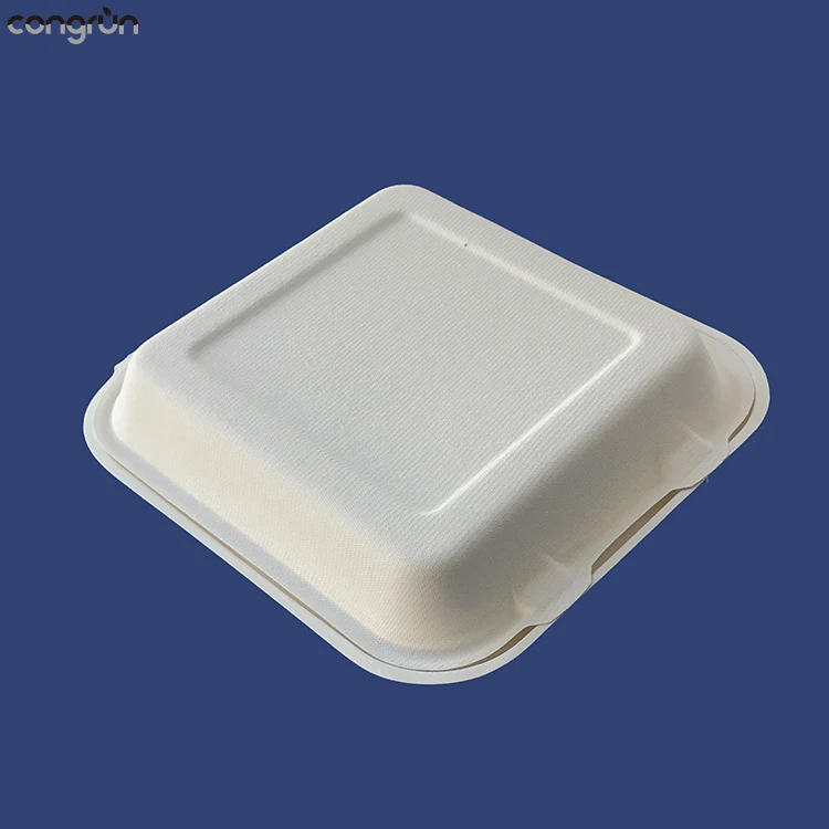 wholesale compostable sugarcane takeaway lunch box bagasse disposable biodegradable clamshell food container