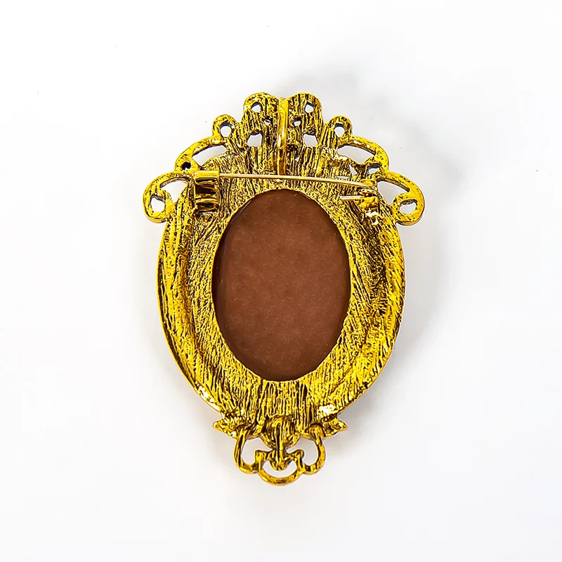 Vintage Sparkling Rhinestone Beauty Girl Head Brooches Fashion Oval Portrait Brooch Women Accessory