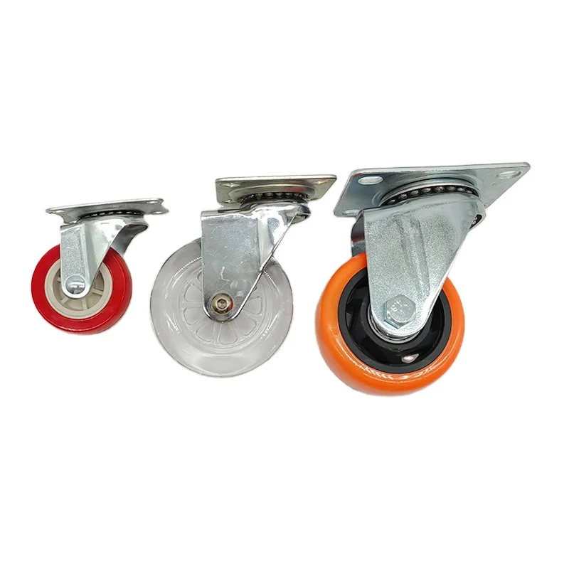 Factory Supply Caster Medium Duty 4 Inch Orange Casters PU Threaded Stem Swivel Industrial Casters Wheel