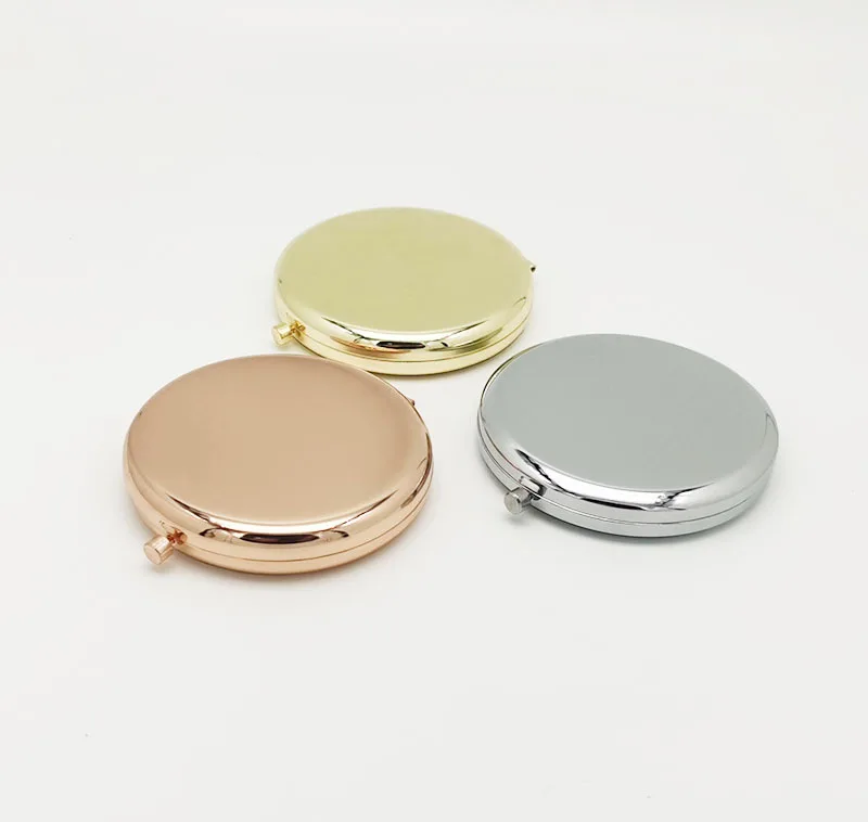 Portable Round Mini Pocket Mirror Rose Gold Silver Compact Mirror Rose Gold Sublimation Blank Compact Pocket Mirror