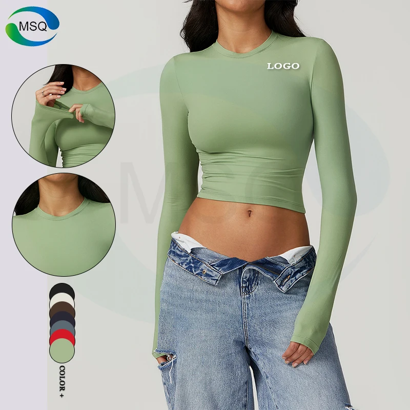 Gym Fitness Tank Workout Running Sports Clothes Active Wear T-Shirts Long Sleeve Yoga Crop Top For Women