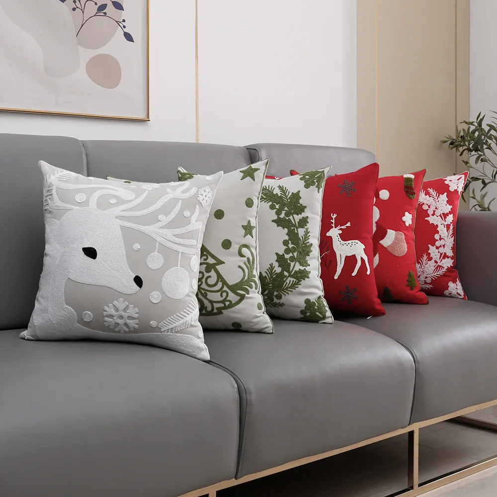 New Home Sofa Cushion Chenille Jacquard Snowflake Holiday Pillow Christmas Throw Pillow Cover