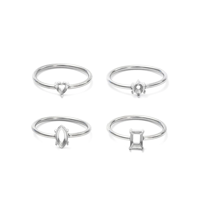 Cheap wholesale stainless steel gemstone/White stone /316 Ring base for men and women/Unisex diy