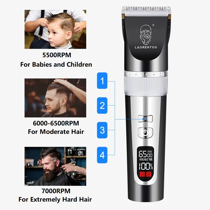 Rechargeable Cordless Hair Trimmers with Charging Stand Pro Hair Clippers with 4 Speed Adjustment Hair Cutting Machine for men
