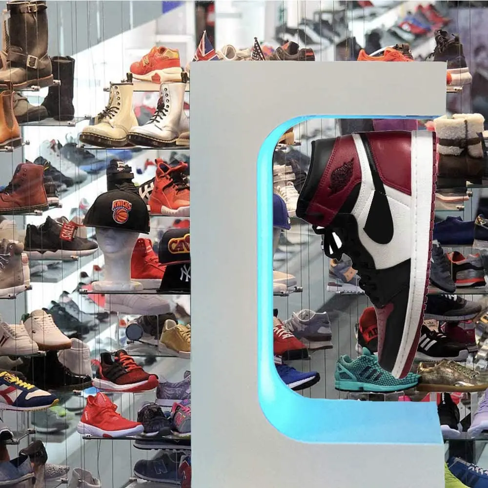 OEM 16 Colors remote Levitating Shoe Display Stand With Adjustable Weight Knob  Floating sneaker rack shoe shelf holder