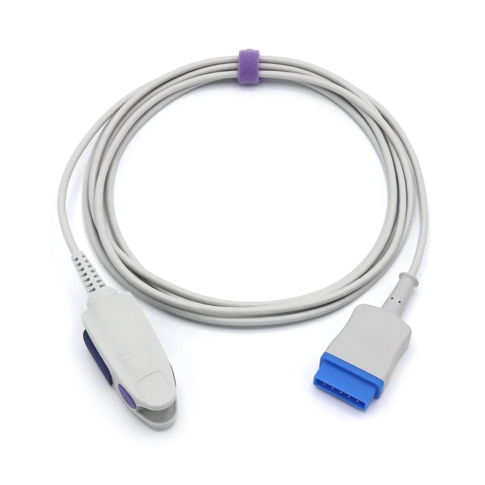 GE-Marquette Spo2 Sensor, Adult finger clip, 3 m, 11 pin, NE Tech, Dash 2000/3000/4000