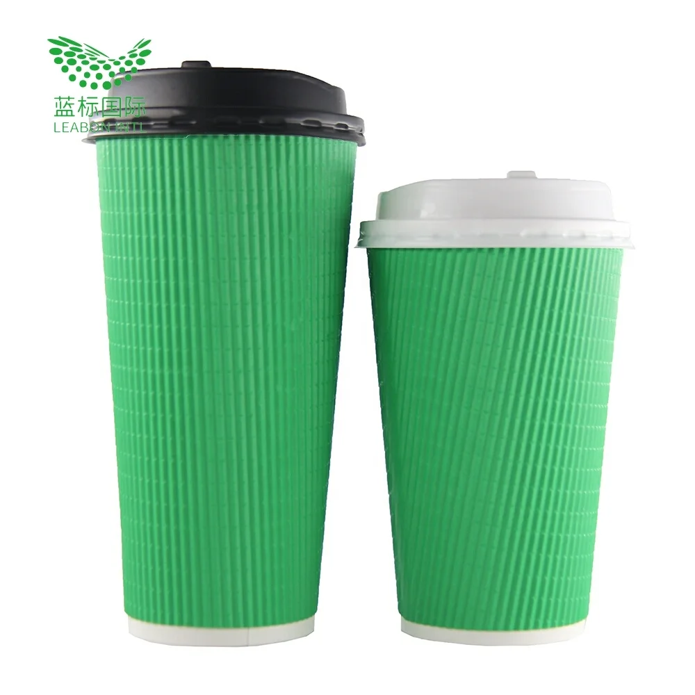 Environmentally friendly and degradable custom 12oz printed ripple wall paper coffee cup
