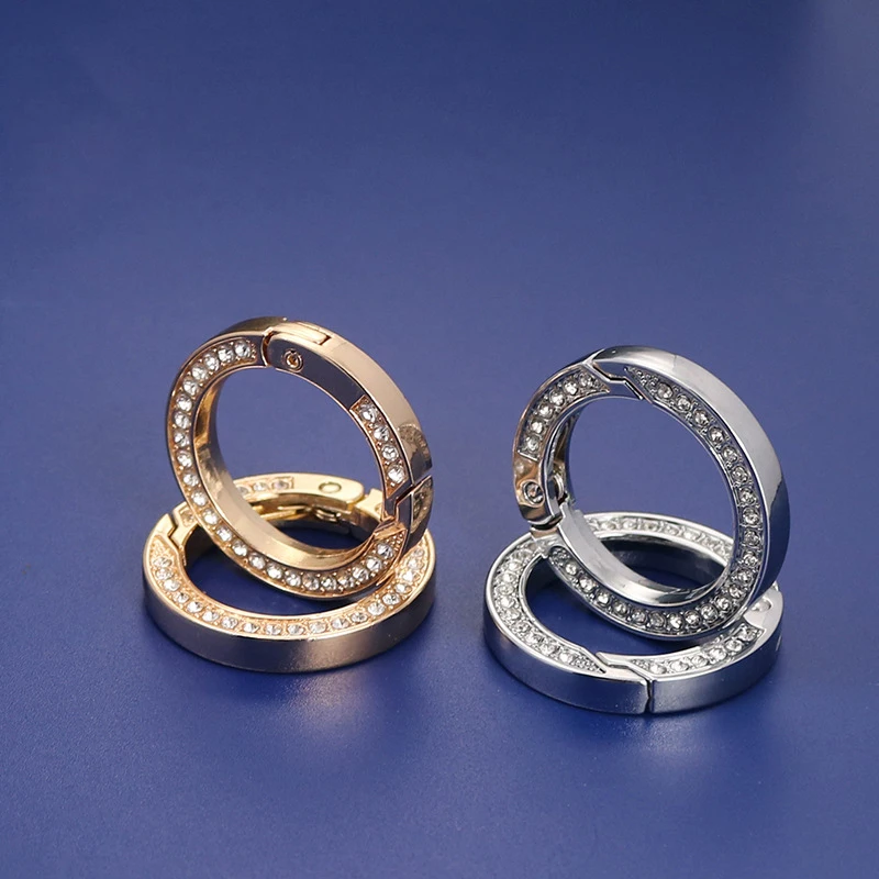 Top Quality Shiny Bright Finish Metal Spring Rings Round Snap Ring Diamond Bling Metal Open Gate Circles Wholesale