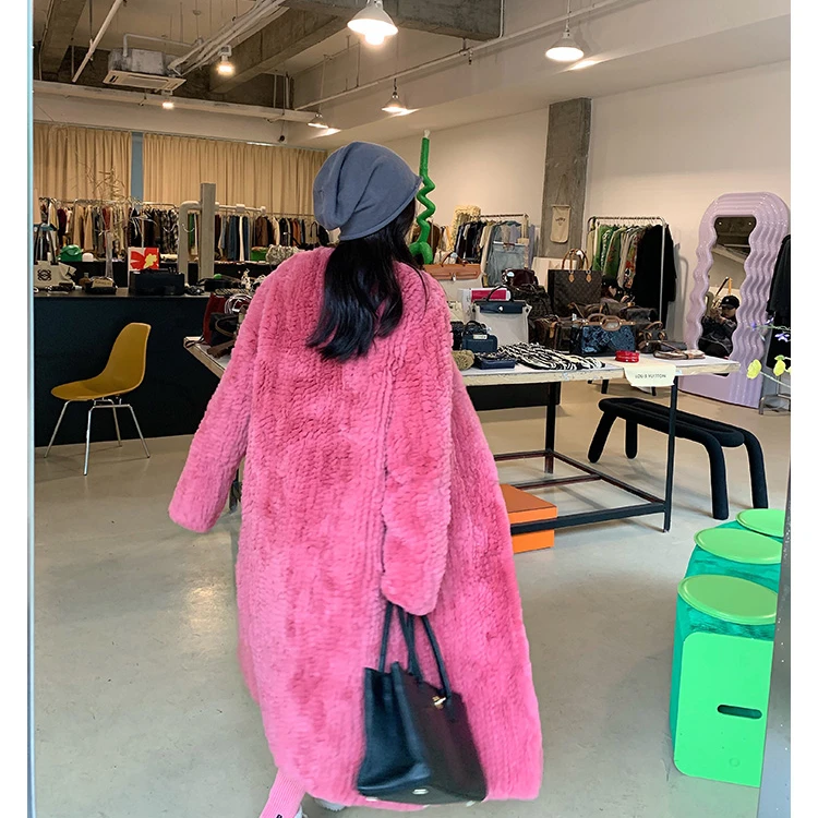 YR1051C High Street Winter Warm Custom Style Wholesale Super Long Style Overcoat  Fur Long Coat Plus Size