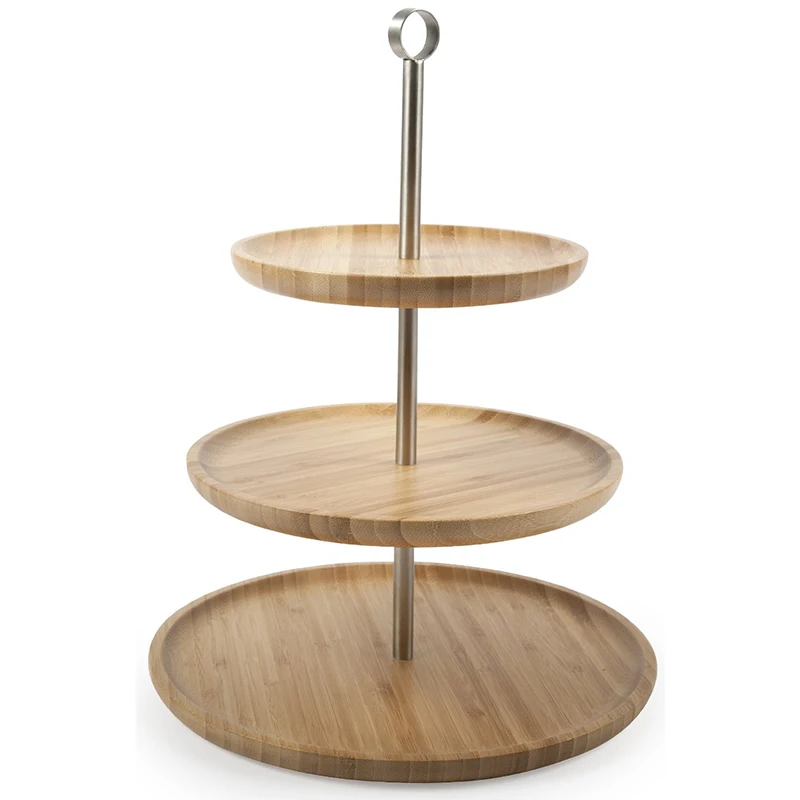 Totally Bamboo 3 Tier Serving Tray for Cake Appetizer Dessert Buffet Display Stand Table