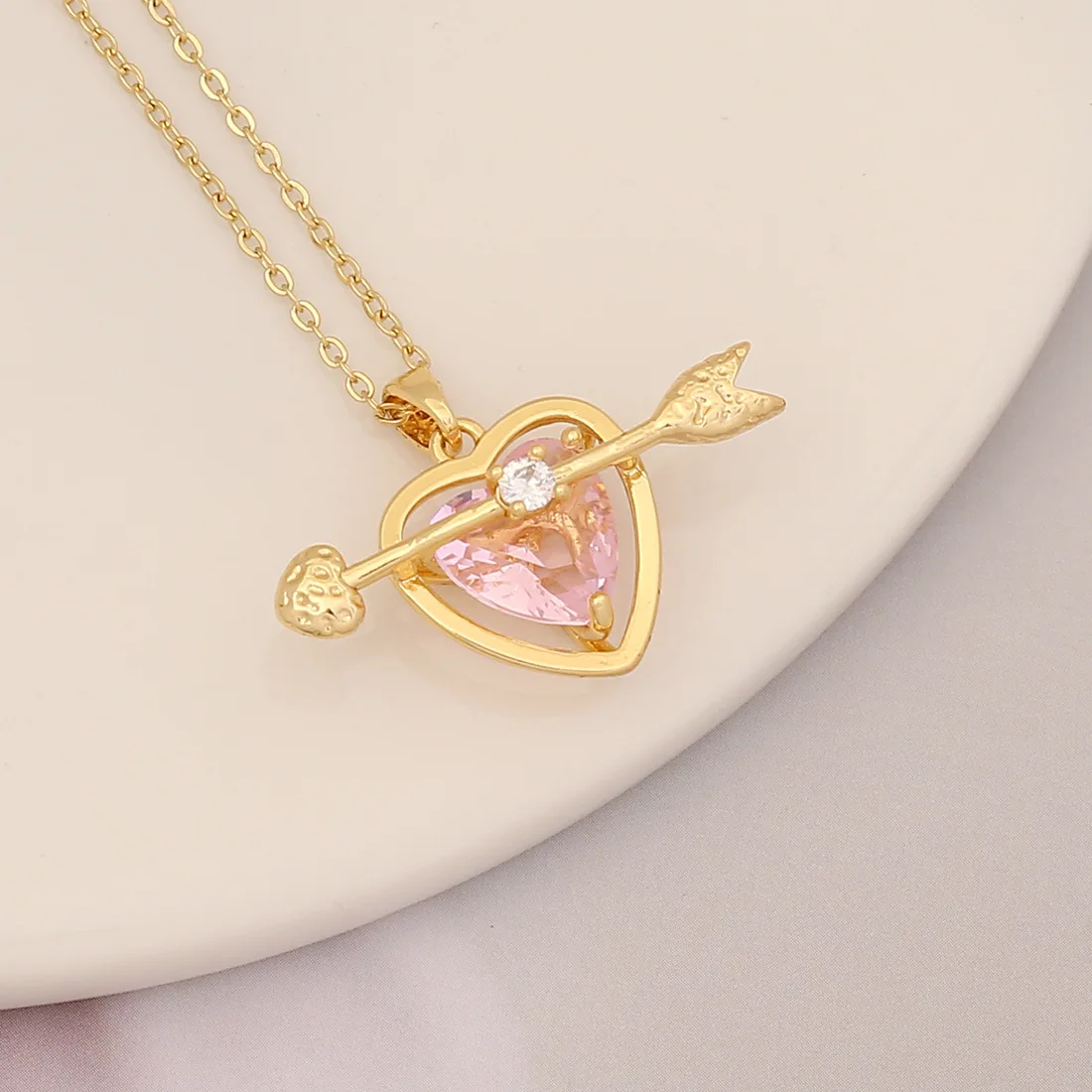 Purple Crystal Heart Butterfly Flower Rabbit Pendant Necklace Fashion Necklace for Women Jewelry 18k Gold Brass CLASSIC Zircon