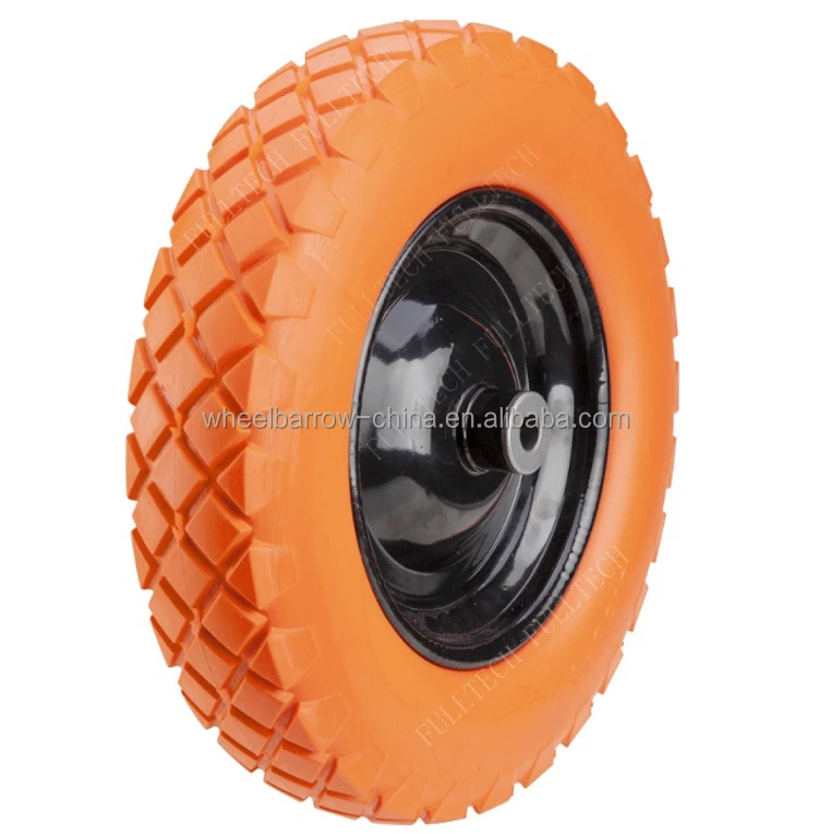 Polyurethane Foam Wheel solid puncture proof wheelbarrow wheels 3.50-8 4.00-8 with rolling bearing