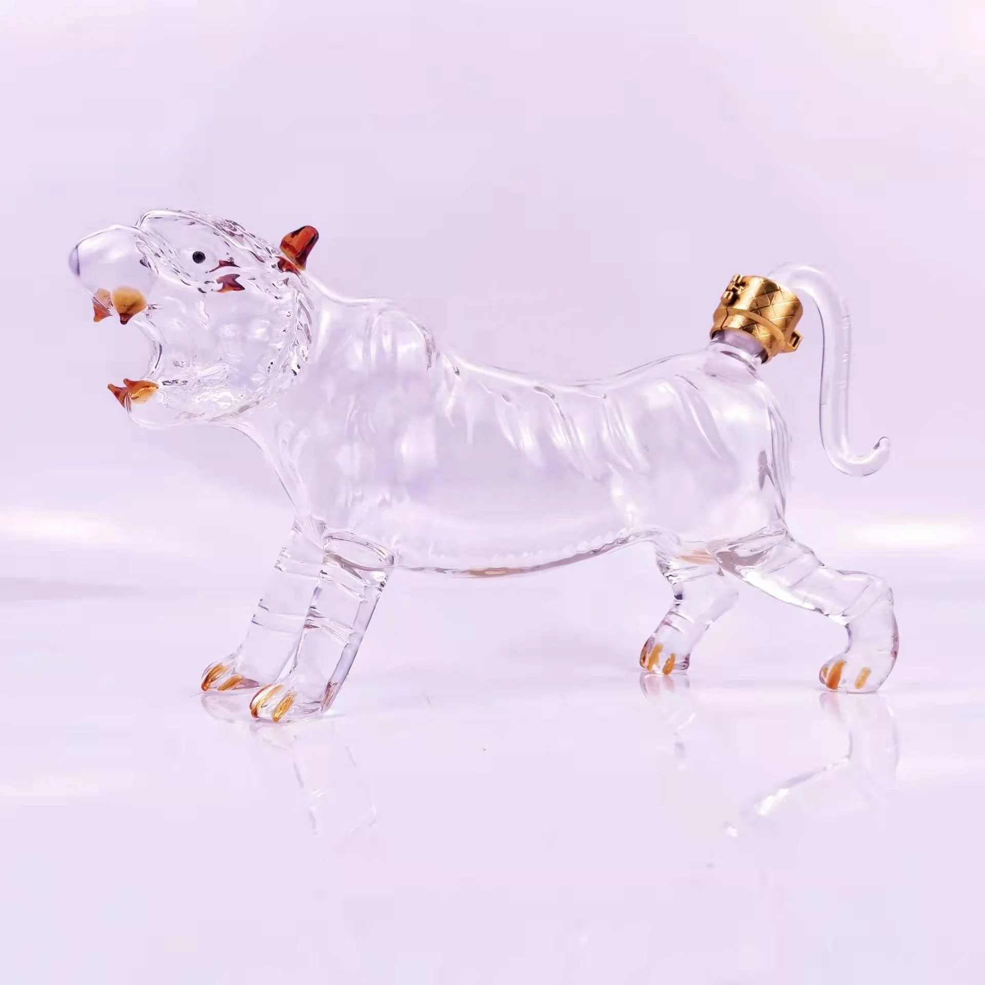 Custom Design Zodiac tiger Shape Glass Bottle Made For Brandy, Bourbon, Whiskey, Rum, Tequila