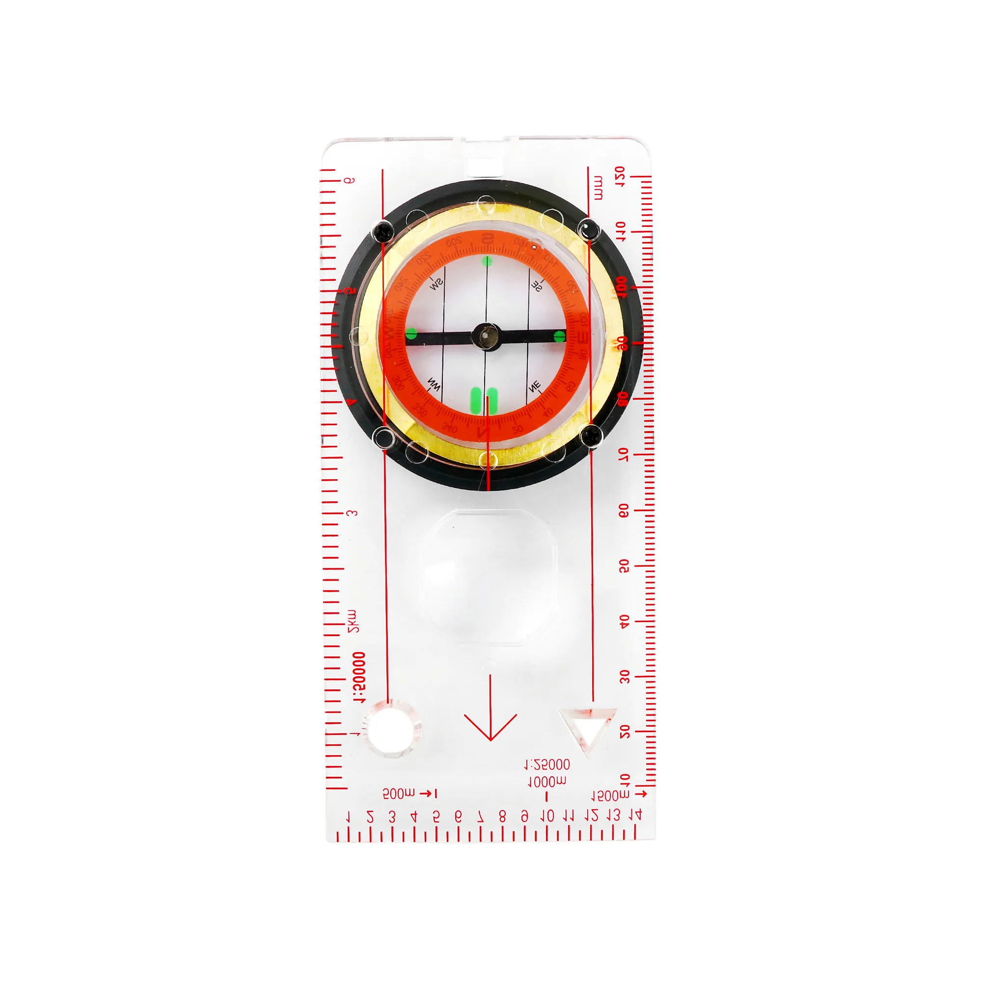High precision outdoor camping magnifying compass tape ruler scale directional map ruler measuring tool