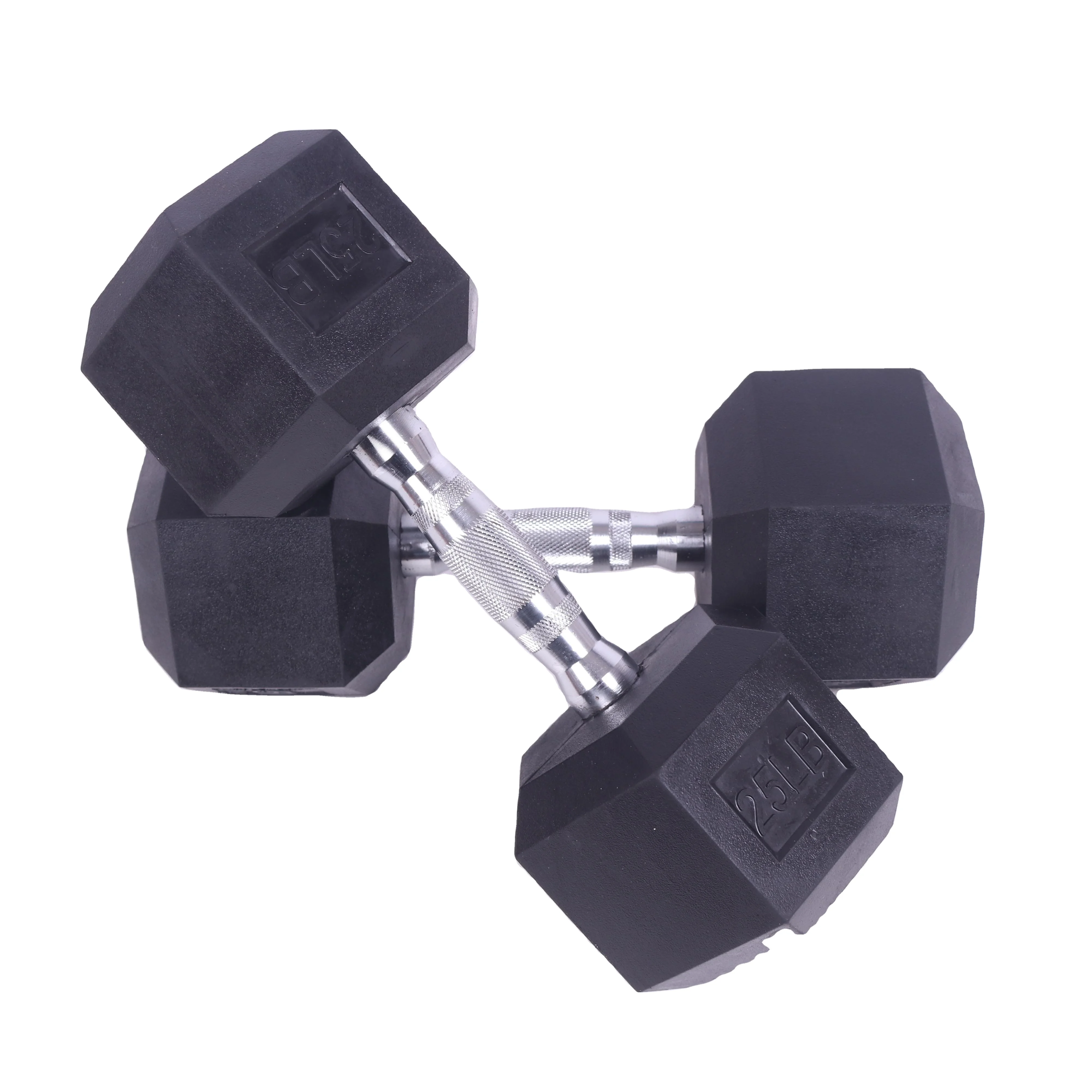 Anti-roll Encased Fitness hex rubber lifting Wholesale Gym Use Cast Iron Rubber Hex Dumbbell