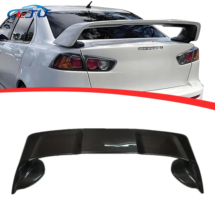 Glossy Black Carbon Fiber Look  ABS Material Rear Wing Car Rear Trunk Boot Lip Spoiler Wing Cover For Mitsubishi Lancer EX