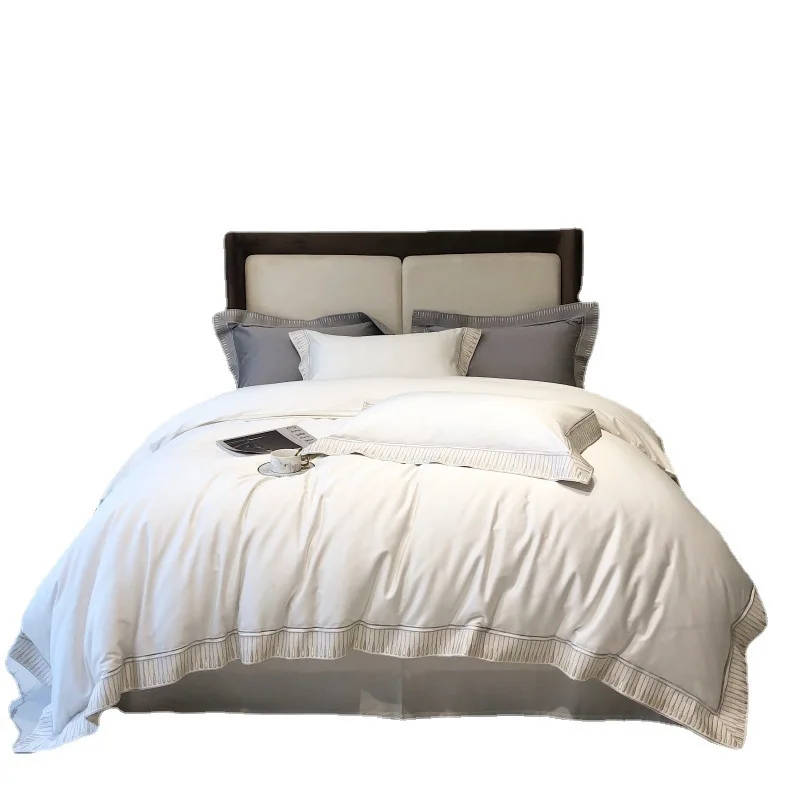 Light luxury cotton four-piece set long-staple cotton Australian cotton embroidery duvet cover bed sheet