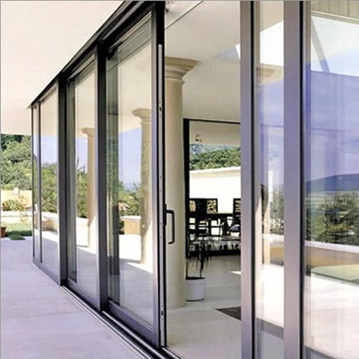 big heavy duty black aluminum 3 panel  glass door sliding door with lock for  patio