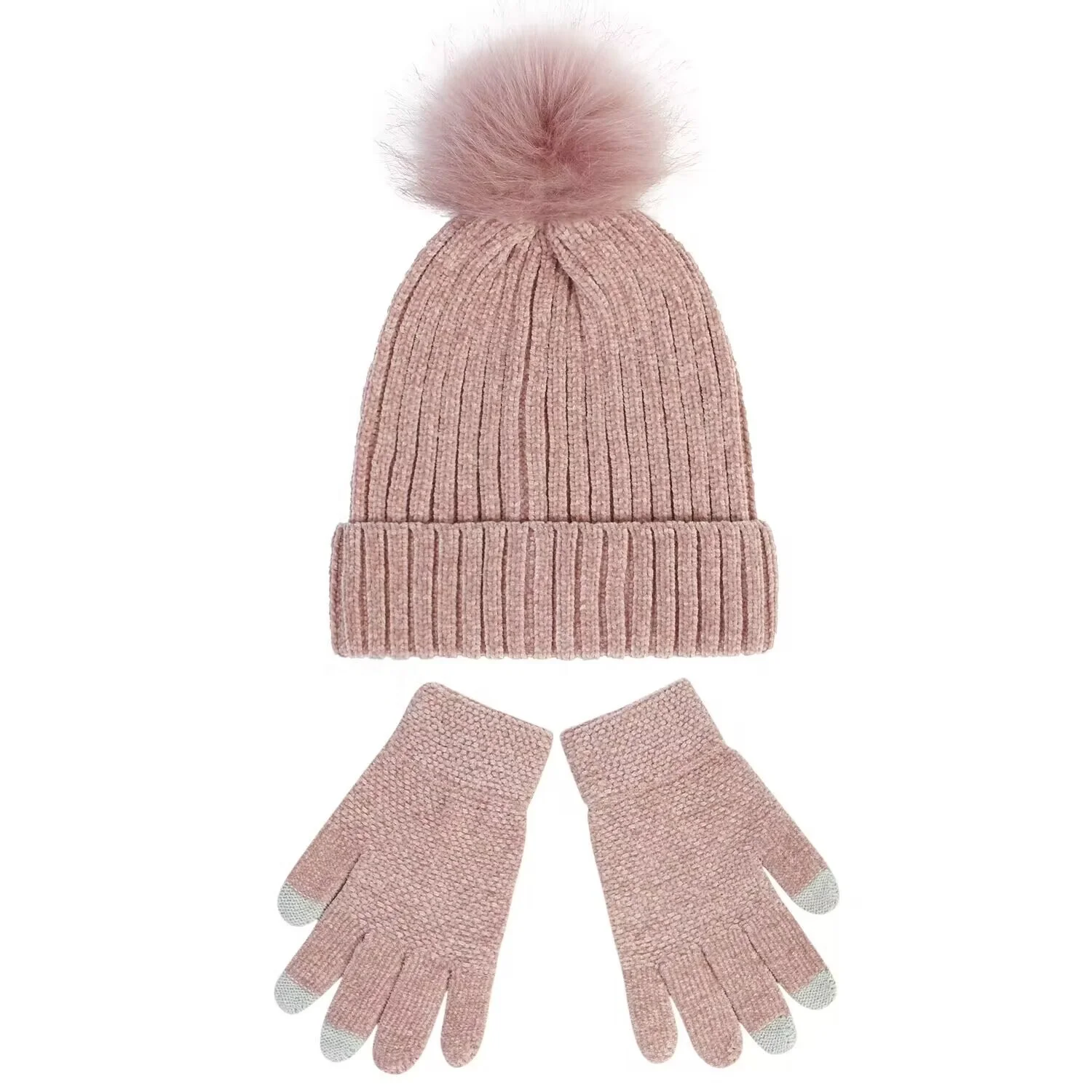Women Beanie Hats Winter Gloves Soft Knit Warm Hat and Gloves Sets Lady Earmuffs Cap for Women Young Girls