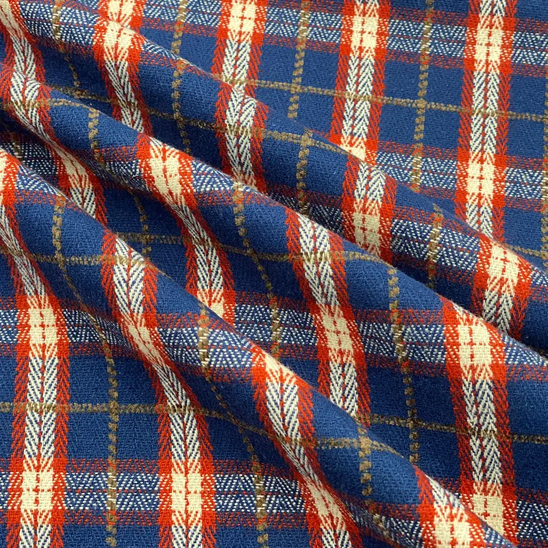 Fashion vest scarf man women small check plaid herringbone flannel 95% cotton blended 5% chenille shirt fabric