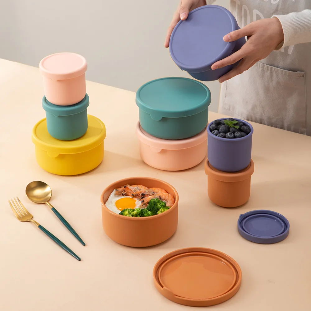 HOT SALE Food Grade Reusable Silicone Lunch Bento Box Pizza Dough Proofing Box Food Storage Bowl Silicone Food Container