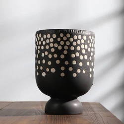 Matte black wholesale indoor outdoor decorative garden ceramic pot / home garden decoration pots plants with foot stand