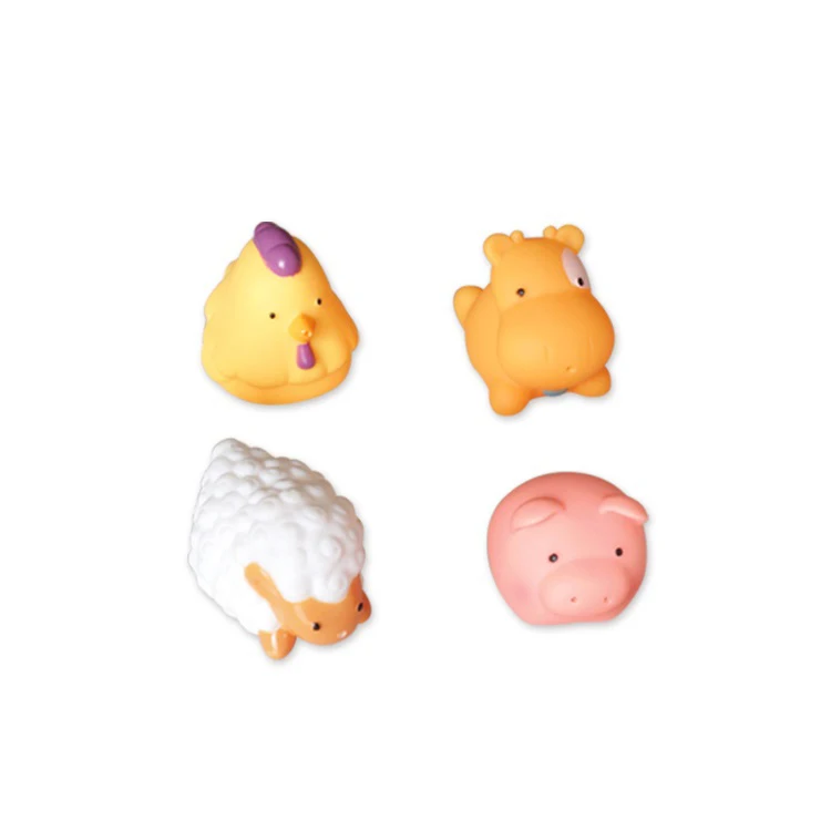 New Funny Pig Plastic Rubber Farm Animal Toys Bath Toy Set Cute PVC Shower Floating And Squirts Toy For Baby