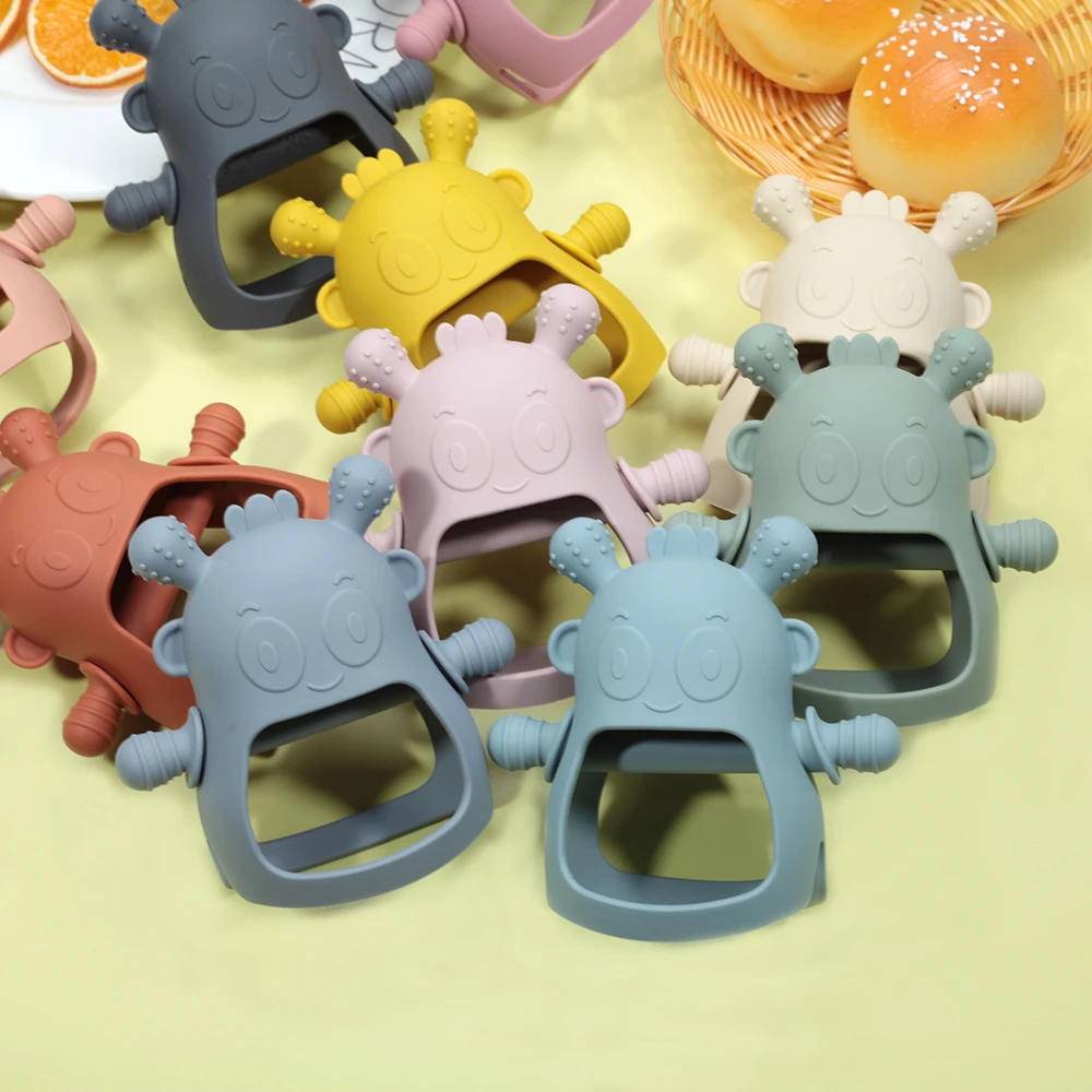 Baby Teething Toys for Babies 0-6 Months Silicone Baby Never Drop Teething Anti Dropping Wearable Teething Toy Mittens