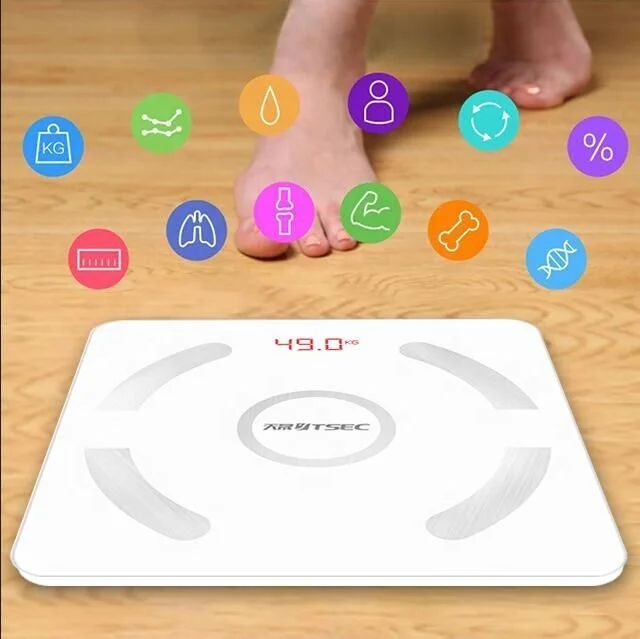 
2021 High Quality BMI Calorie Black Bluetooth Electronic Digital Weighing Body Fat Scale 