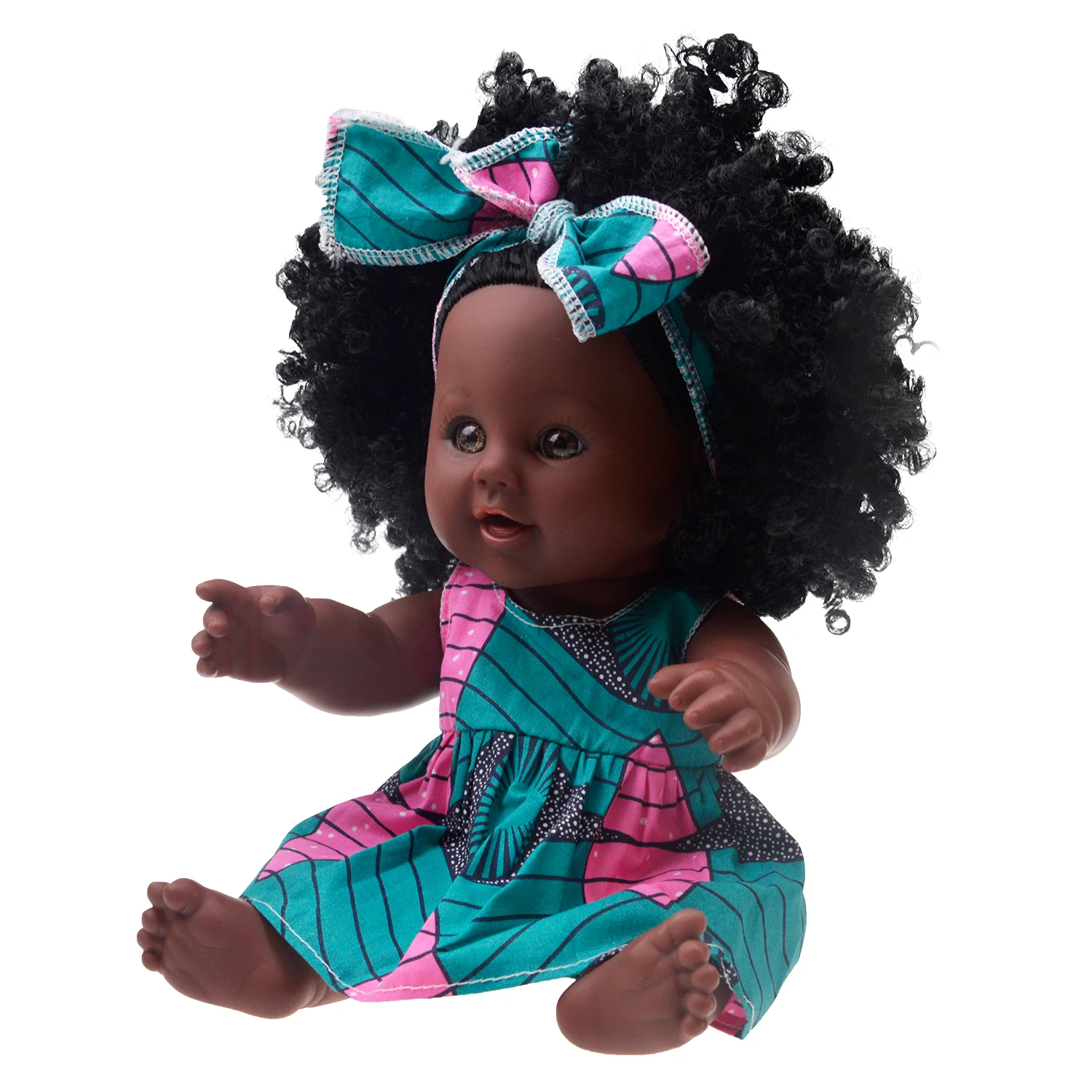 2022 hot sale popular 12 inch vinyl african american style girls black dolls  curly hair for kids