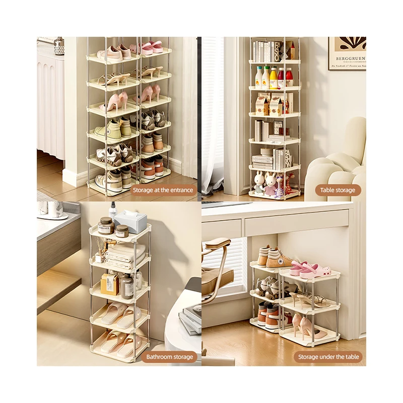 Wholesale Foldable Collapsible Shoe Rack Shoemaker Organizer PP+PET Plastic Bedroom Furniture for Kitchen & Wardrobe
