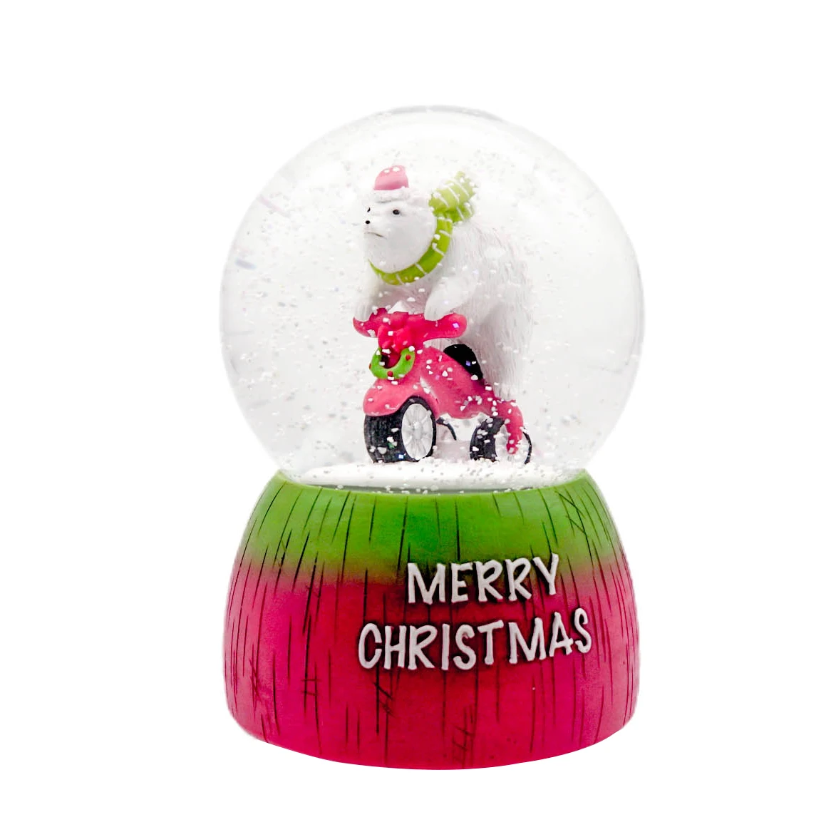 FREE SAMPLE Polar bear music crystal ball decoration resin glass polar bear riding tricycle