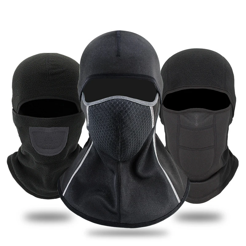 RTS Winter Riding Mask Warm Outdoor Sports Windproof Ski Neck Brace Motorcycle Face Mask Black Balaclava Hood