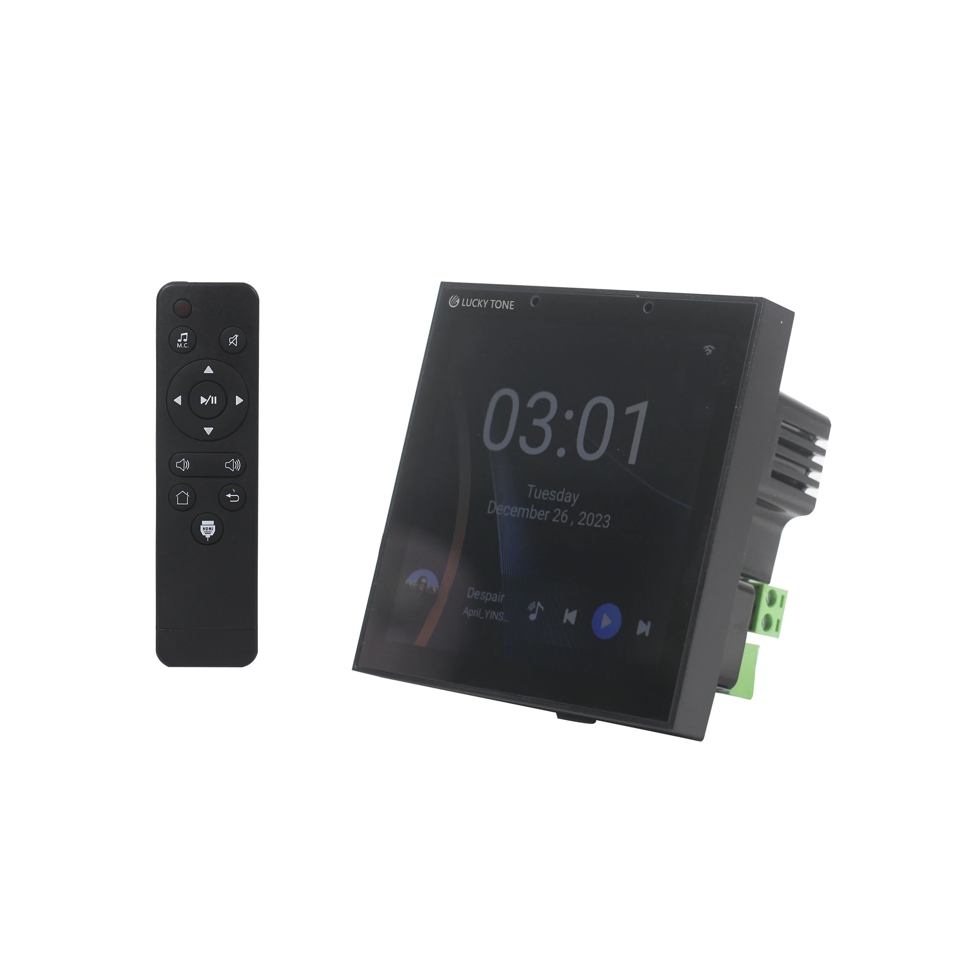 Wall amplifier 4*25W equipped with bluetooth,USB/TF, Android 11 based, 4 inch Touch Screen With Tuya Zigbee Gateway